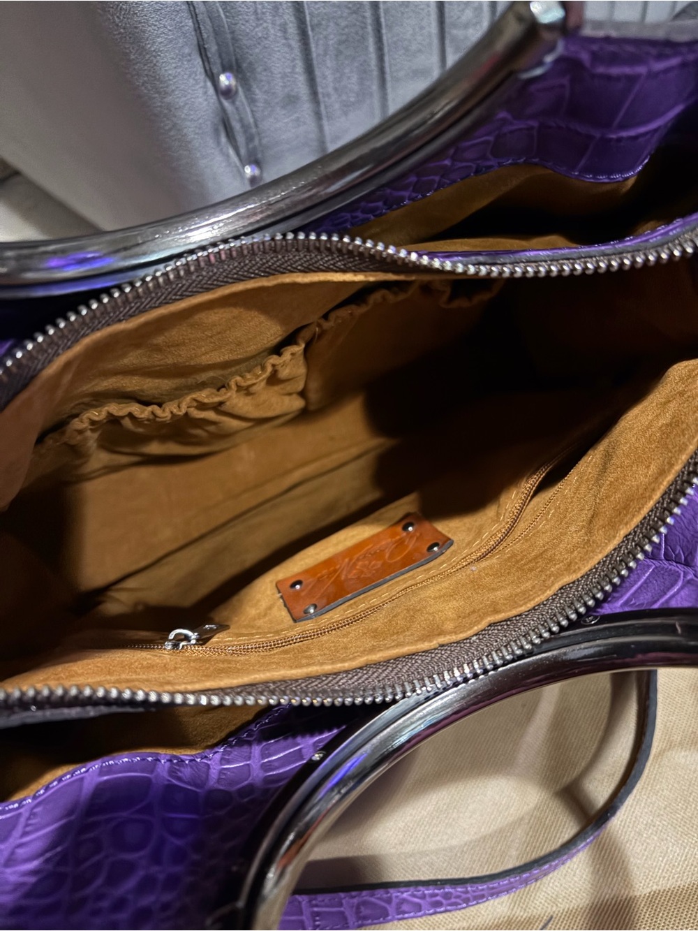 Patricia Nash Arenzano leather Double Ring Shopper Croc-Embossed - Picture 3 of 4
